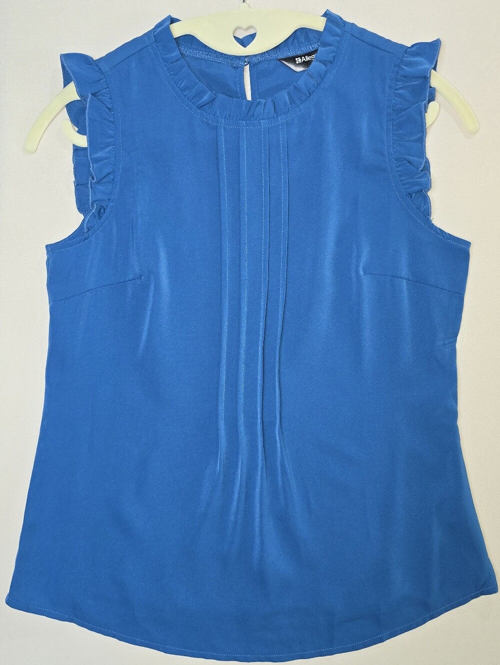 Allegra K Womens Blouse XS Blue/Teal Ruffle Sleeve Sleeveless Top